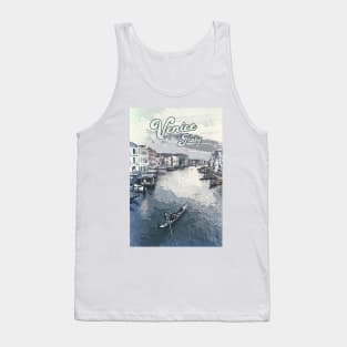 Venice Italy ❤️️ Vintage style poster ❤️️ Most Beautiful Places on Earth ❤️️ Gondolier on a canal Tank Top